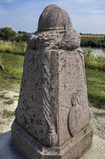 First World War One demarcation stone along the river IJzer