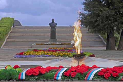 Eternal Flame Memorial in memory of the unknown soldier at the Eternal Flame and Memorial Complex in the city Irkutsk