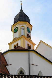 Church tower with clocks