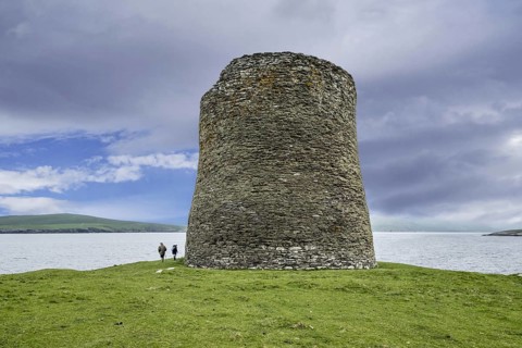 Elderly tourists visiting Mousa Broch