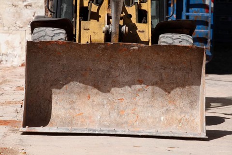 Excavator shovel on a construction site