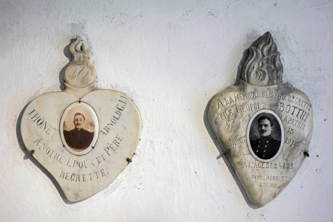 Commemorative plaques of killed soldiers in the Fort de Loncin