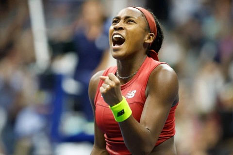 Tennisspielerin Coco Gauff USA feiert bei den US Open 2023
