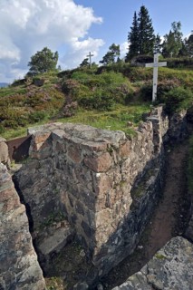 German trenches at the First World War battlefield Le Linge at Orbey