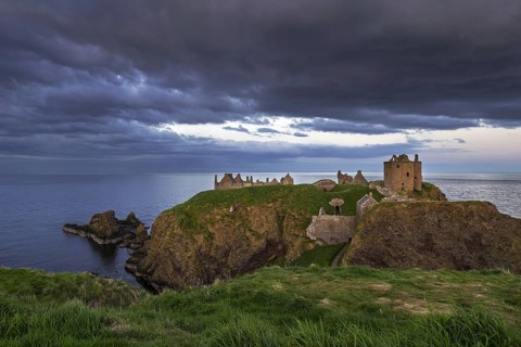 Menacing dark clouds above Dunnottar Castle