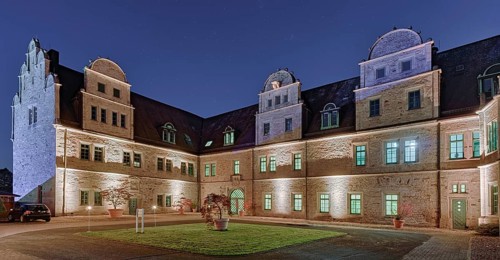 Stadthagen Castle courtyard illuminated night Stadthagen Germany