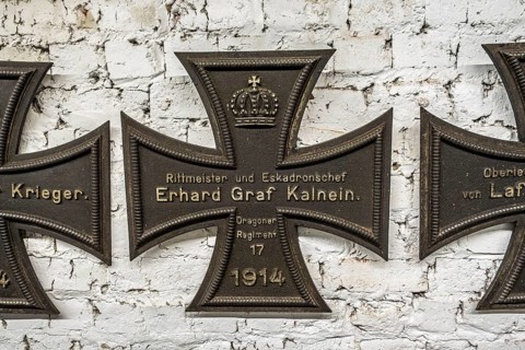 German iron crosses from original cemetery in the WWI museum Battle of the Silver Helmets