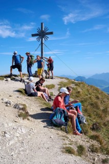 Hiker at the summit of the Grosse Klammspitze
