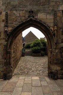 Ramparts at the medieval Dinan Castle along the River Rance in French Brittany