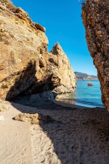 Small coves on Calahonda beach in the town of Nerja