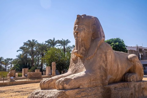 Detail of the precious Sphinx of Memphis in Cairo