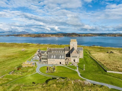 Aerial view of the Christian Iona Abbey