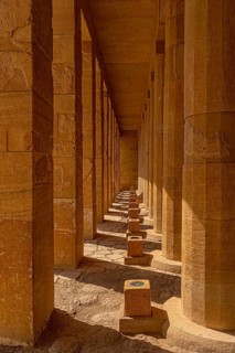 Columns of the Mortuary Temple of Hatshepsut in Luxor. Egypt