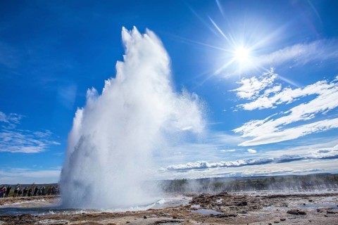 High water in the Geysir Strokkur of the golden circle of the south of Iceland