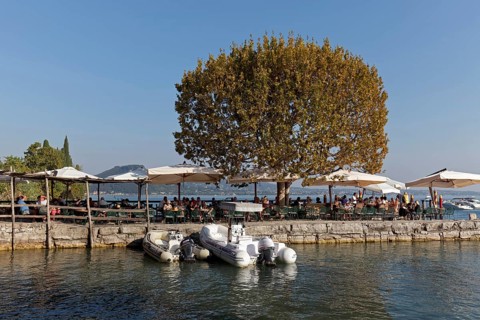 Idyllic harbour and pier on the lakeshore