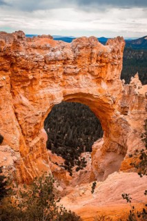 View of the beautiful The Arch Grand Escalante in Bryce National Park from the viewpoint. Utah