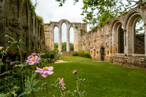 Ruins and beautiful gardens of the Abbaye de Beauport in the village of Paimpol