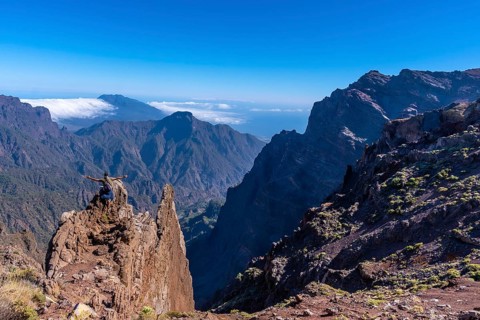 Top of the volcano Caldera de Taburiente near Roque de los Muchachos and the incredible landscape