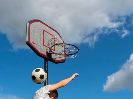 Basketball Jump with the ball to the basket and net