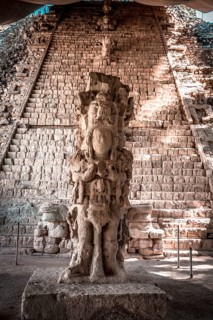 Detail of the most important figure in the temples of Copan Ruinas. Honduras