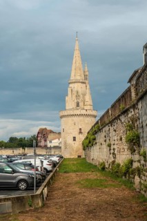 The Lantern Tower of La Rochelle in the medieval old town. La Rochelle is a coastal city in southwestern France