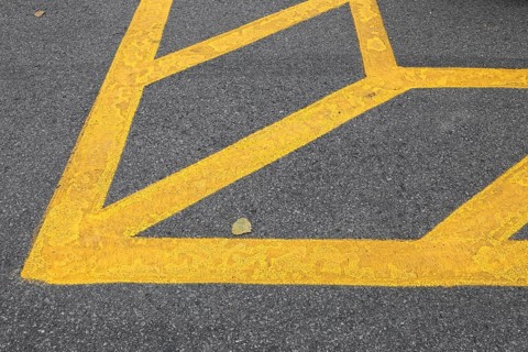 Street markings in a public parking lot