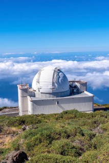 Beautiful giant telescope on the Roque de los Muchachos at the top of the Caldera de Taburiente