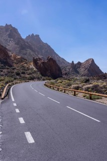Road next to the viewpoint of Zapato de La Reina in the Teide Natural Park in Tenerife
