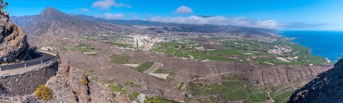 View from above of the town of Tazacorte on the island of La Palma
