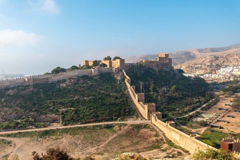View from the viewpoint of Cerro San Cristobal de la Muralla de Jairan and the Alcazaba the town of Almeria