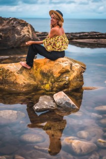 Girl in a floral shirt
