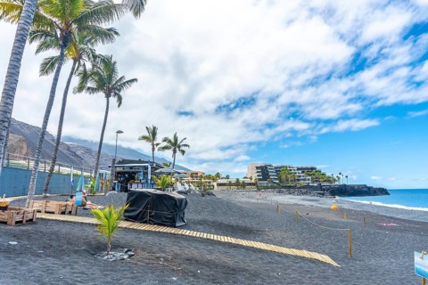Beautiful Puerto Naos beach on the island of La Palma in summer. Canary islands spain