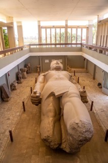 The sculpture of the Colossus of Ramses II at Memphis in Cairo