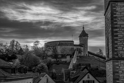 The Munot Castle of Schaffhausen in Sunrise in Switzerland