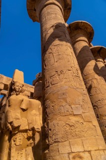 Sculpture of the pharaoh inside the Karnak temple