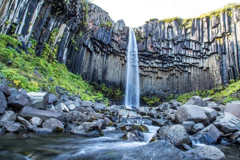 Long exposure at Svartifoss Waterfall