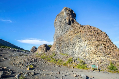 Fantastic stone shapes on the Jokulsargljufur trekking trail