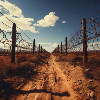 Fence a country border with barbed wire