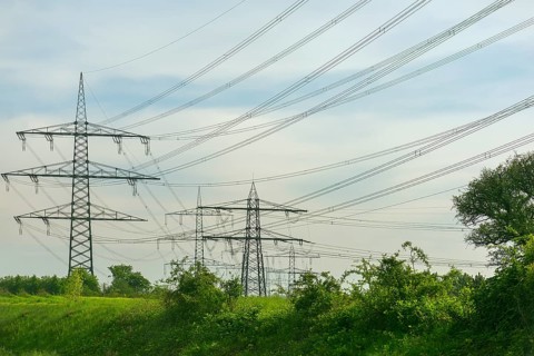 Electricity pylons on the A9