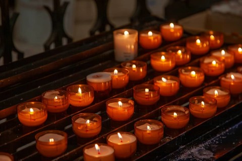 Sacrificial candles in a church