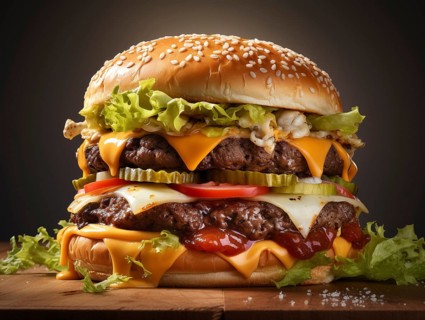 Fresh cooked delicious double cheeseburger with all the fixings. generative AI