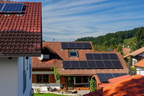 House roofs with solar modules in Kleinweiler