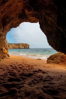 Natural cave in the Algarve on the beach at Praia da Coelha