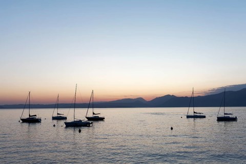 Parked sailboats on Lake Garda