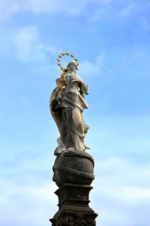 Marian column in the old town of Immenstadt im Allgaeu. Immenstadt im Allgaeu
