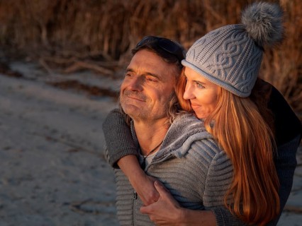 Intimate couple embracing