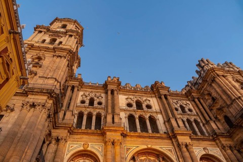 Facade of the Cathedral of the Incarnation in the city of Malaga