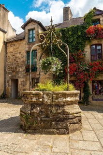 Water well in the square of the medieval village of Rochefort-en-Terre