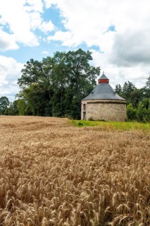 Straw barn in French Brittany in July summer