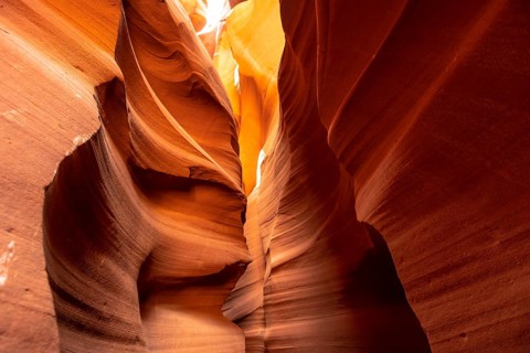 The great beauty of the Upper Antelope canyon in the town of Page